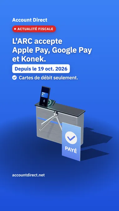 Payer l'ARC avec Apple Pay, Google Pay ou Konek?